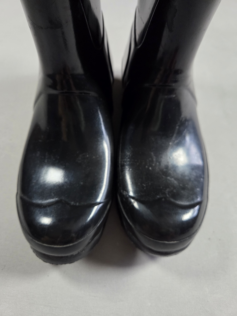 Hunter Black Gloss Tall Rain Boots with Red Logo Trim Womens Size 8 - Picture 8 of 12